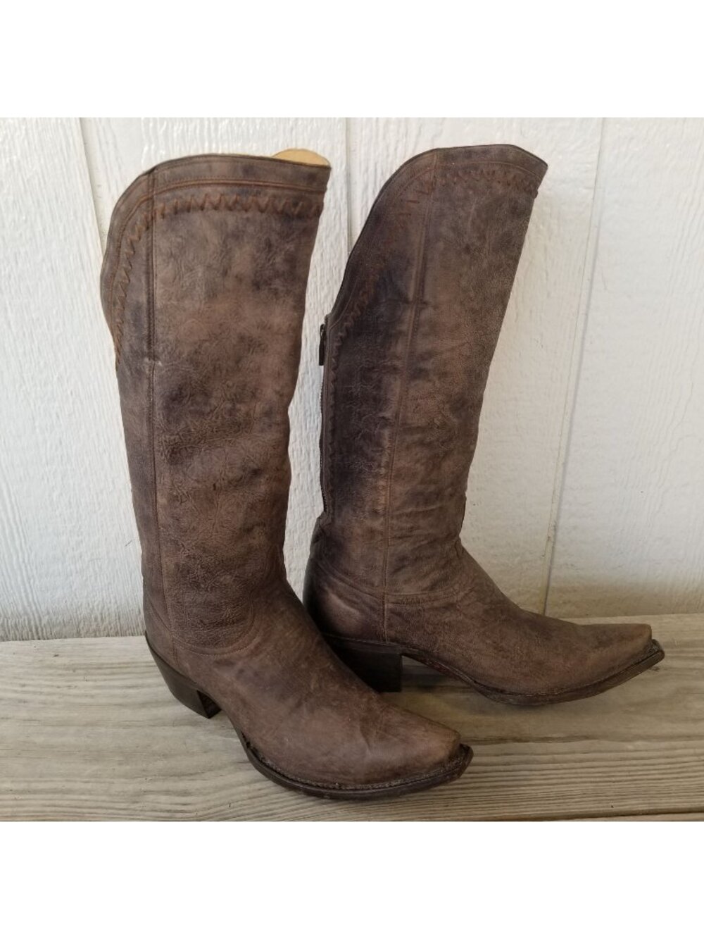 Lucchese Vera Womens Mesquite Bark Leather Tall Western Boots 8.5 B M4910